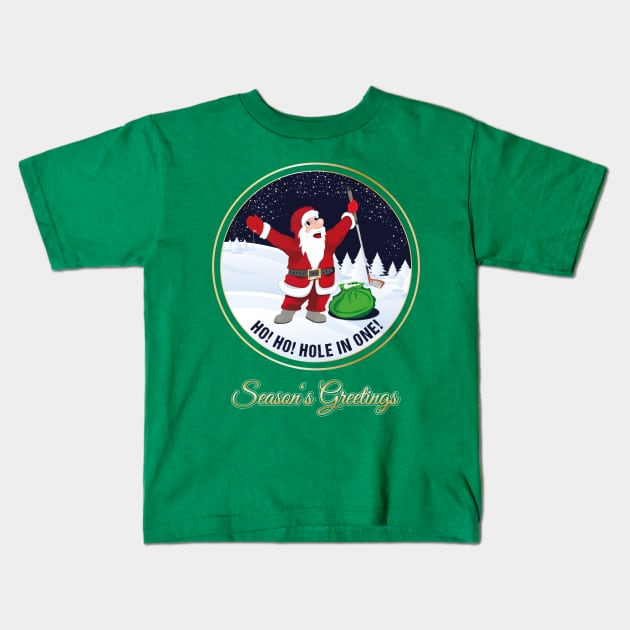 Santa Golf Season's Greetings for Golfer Golf Club Christmas Card Kids T-Shirt by stearman